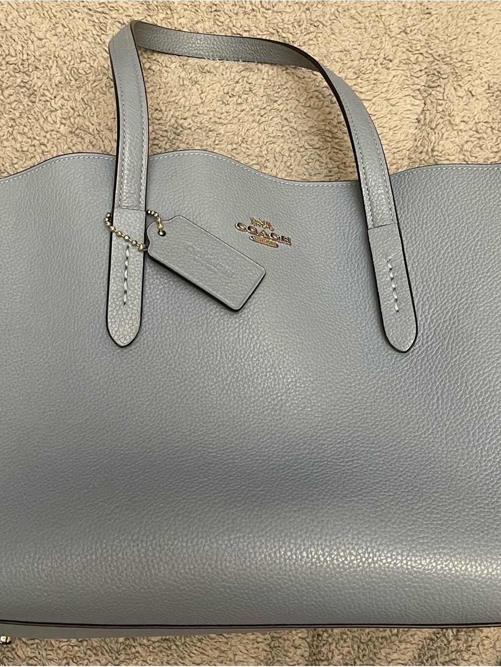 Coach Pebbled Leather Tote in Light Blue